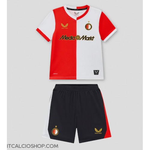 Feyenoord Prima Maglia Bambino 2025-26 Manica Corta (+ Pantaloni corti)